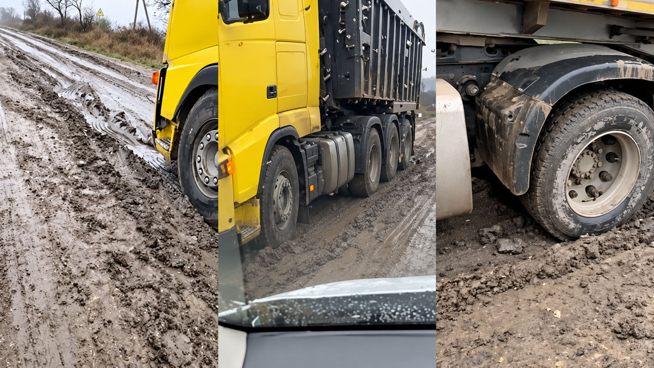 Девять километров грязи: дорога в Токуз стала испытанием для водителей.