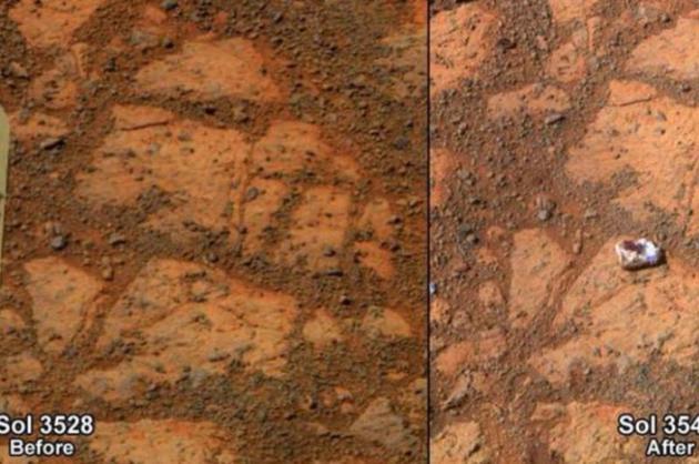 Cercetătorii NASA au dezminţit definitiv versiunea apartenenţei pietrei unei alte planete şi a confirmat ipoteza că piatra a fost aruncată la suprafaţă de una din cele şase roţi ale roverului.