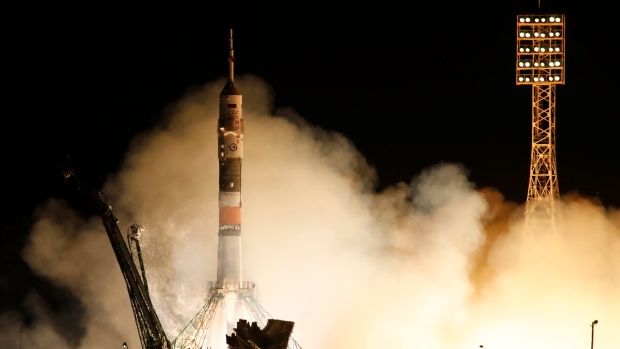 O rachetă de tip Soiuz a fost lansată către Staţia Spaţială Internaţională pentru o misiune de cercetare ce va dura aproximativ cinci luni. Foto: CBC.ca