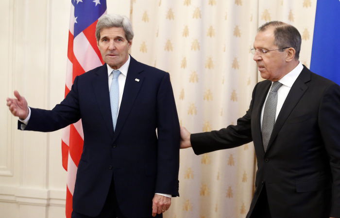 Глава российского МИД Сергей Лавров после переговоров с Госсекретарем США Джоном Керри.