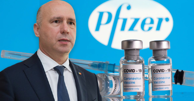 Павел Филип вакцинировался Pfizer в Румынии. Коллаж: Point.md