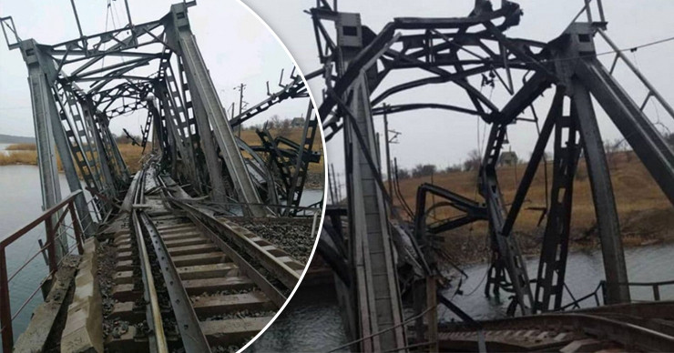 Разрушен ж/д мост в Запорожской области: сообщения с югом больше нет. Коллаж: Point.md