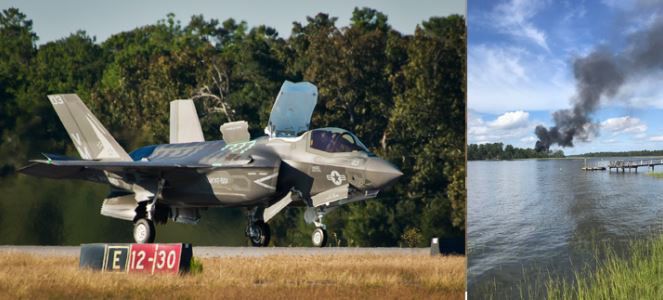 Появилось видео с места крушения истребителя F-35B.