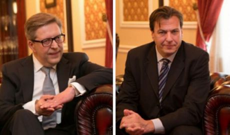 Глава делегации ЕС в Молдове Пиркка Тапиола и глава офиса Совета Европы в Кишиневе Хосе Луис Херреро.