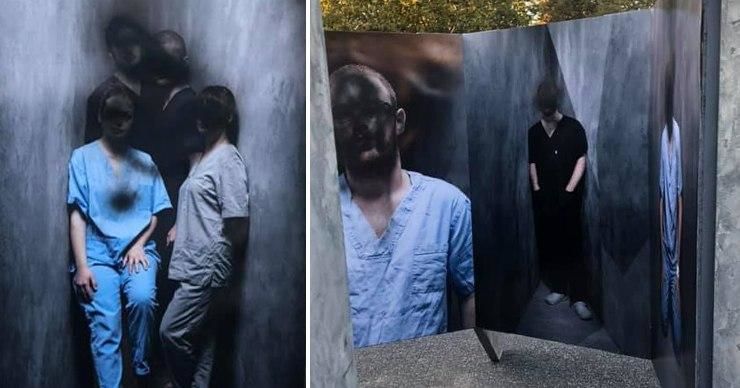 Вандалы испортили фото с выставки, посвященной врачам, борющимся с COVID. Коллаж: Point.md