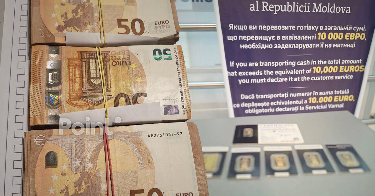 27.000 de euro și lingouri de aur, confiscate de la pasageri pe Aeroportul Chișinău.