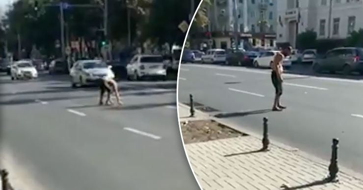 Пьяный мужчина устроил шоу в центре столицы. Коллаж: Point.md