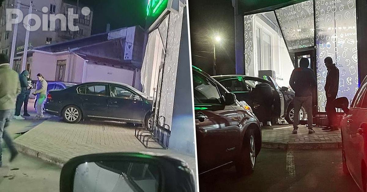 Момент, когда машина въезжает в магазин в Хынчештах, попал на видео.