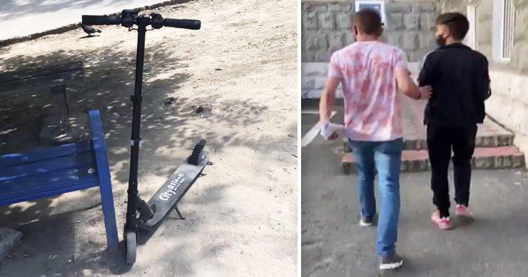 Полиция задержала 18-летнего парня, который украл детский электросамокат. Фото: Point.md.