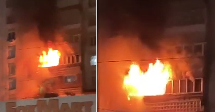 На Рышкановке пожар в многоэтажном доме тушили 2 пожарных расчёта. Коллаж: Point.md.