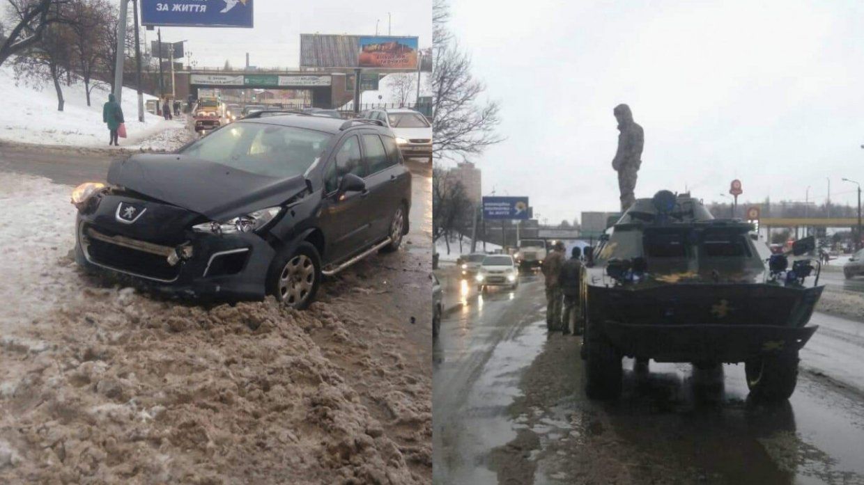 В Одессе произошло тройное ДТП с участием бронемашины.
