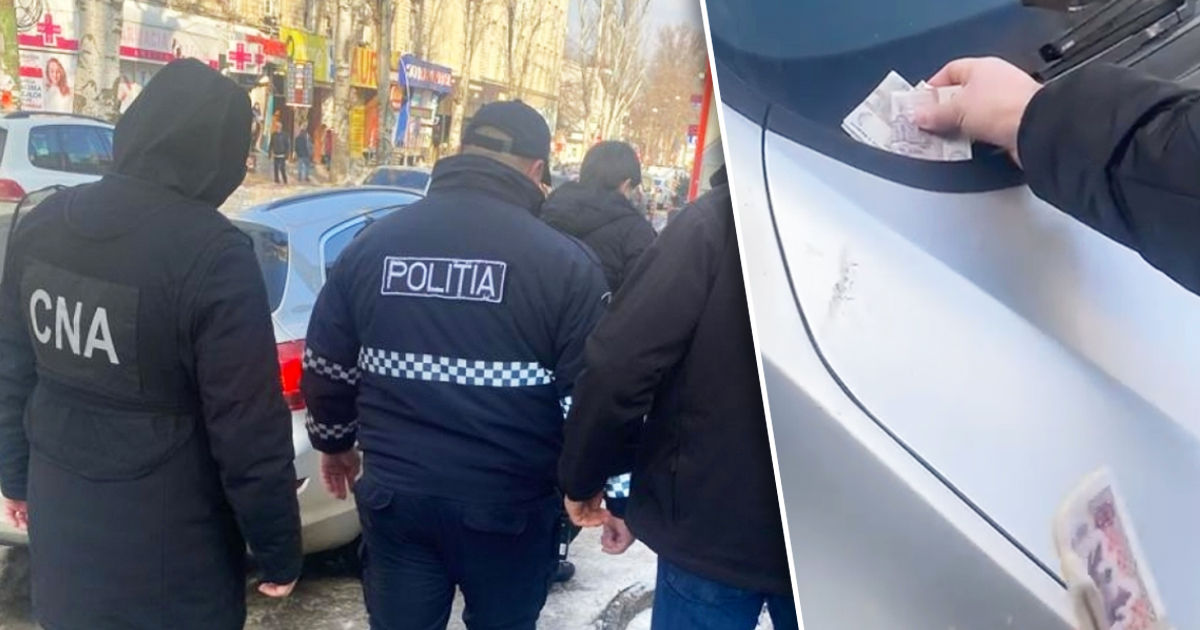 Сотрудники НЦБК задержали полицейского за взятку в размере 1500 леев. Коллаж: Point.md