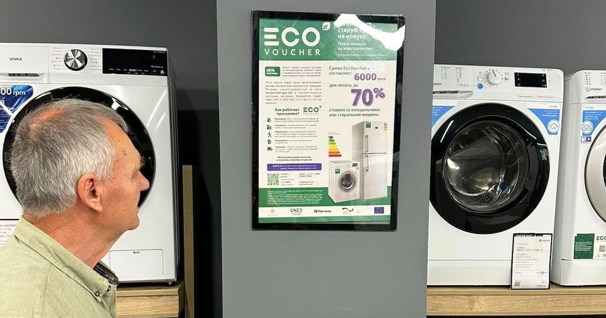 В рамках программы EcoVoucher 825 семей получат по 6 000 леев на бытовую технику.