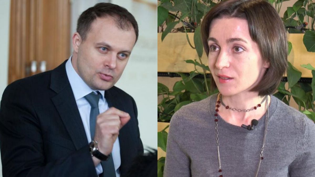 Andrian Candu i-a dăruit o carte Maiei Sandu.