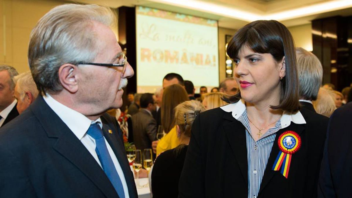 Gheorghe Brega și Codruța Kövesi la o recepție organizată recent la Ambasada României la Chișinău. Foto: Facebook/Gheorghe Brega