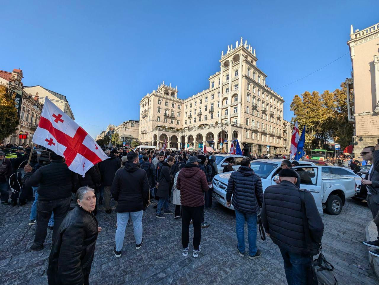 Protest la Tbilisi împotriva rezultatelor la alegerile parlamentare.