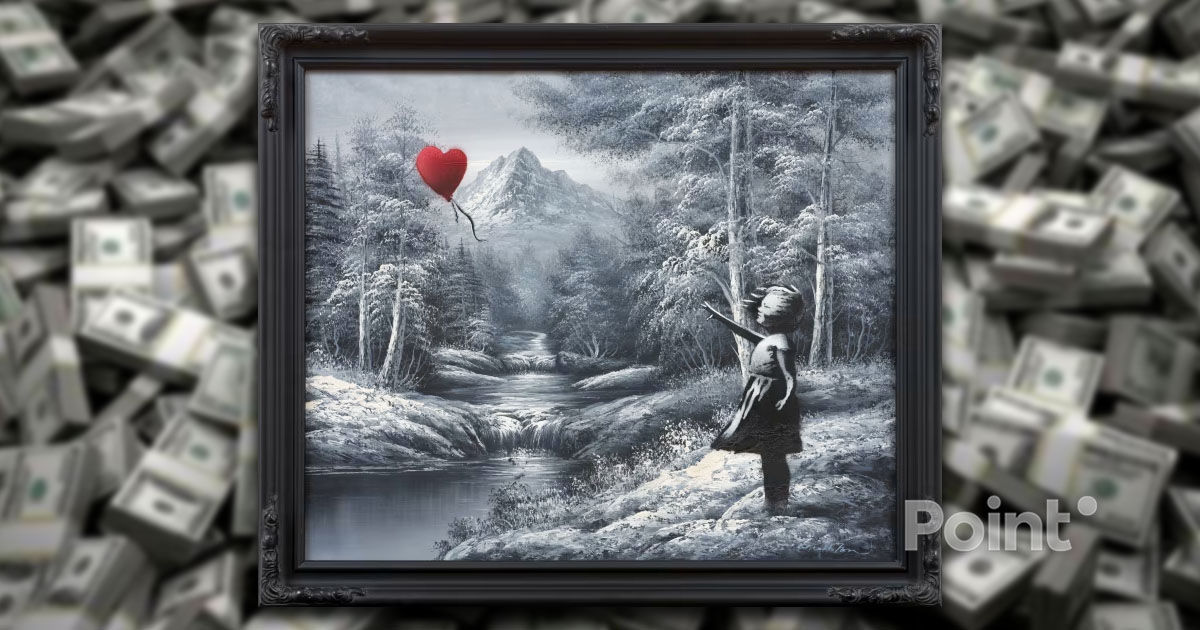 Tabloul lui Banksy, vândut la o licitație în SUA pentru aproape 18 milioane de dolari.