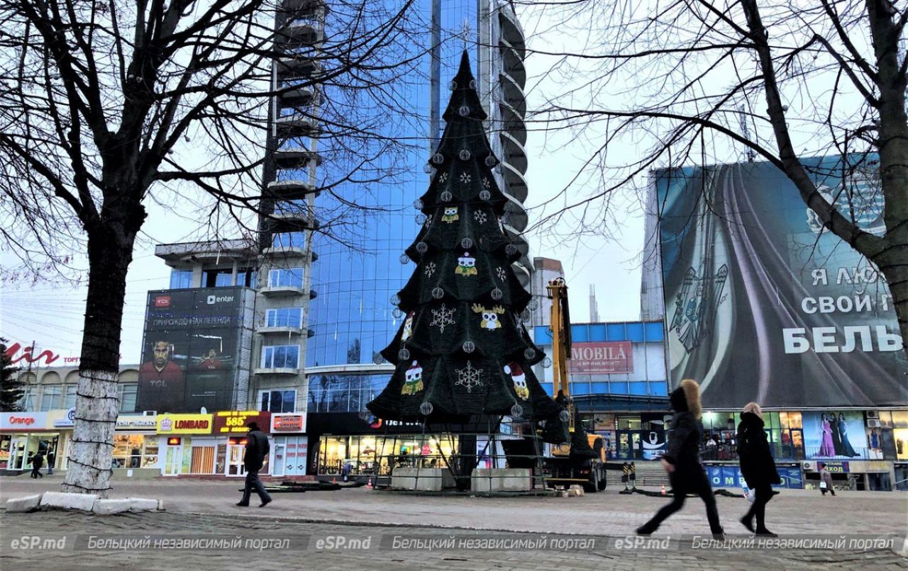 В Бельцах установили новогоднюю ёлку.