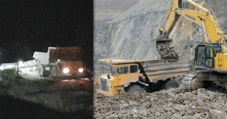 В карьере в Микауцах ночью незаконно продолжают добывать камень. Коллаж: Point.md