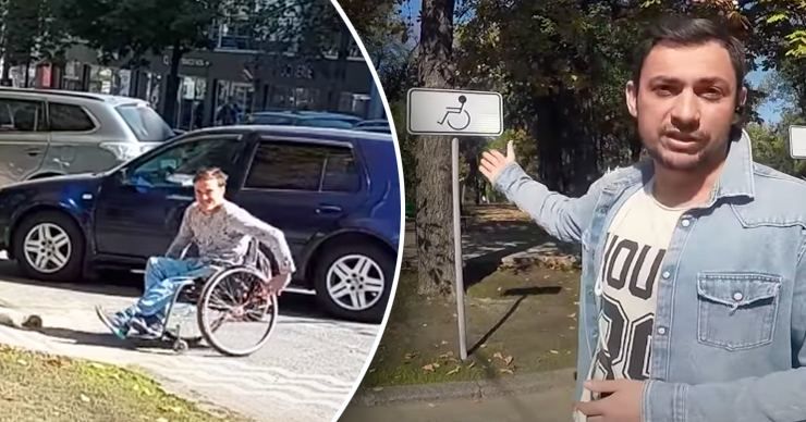 Активисты "СтопХам-Молдова" провели соцэксперимент на парковке для инвалидов. Фото: Point.md.