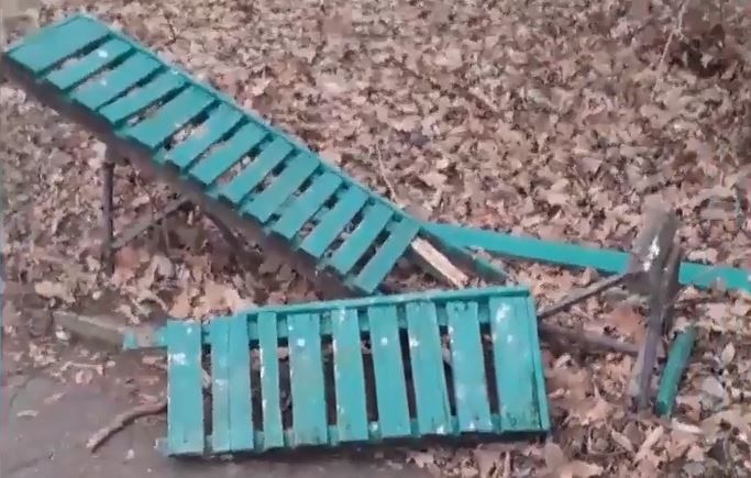 Вандалы «отметились» в столичном парке в канун Нового года.