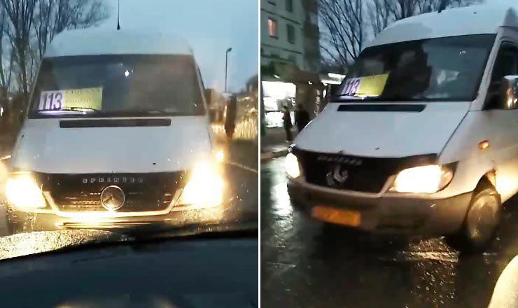 Выехавшего на "встречку" маршрутчика заставили вернуться на свою полосу.
