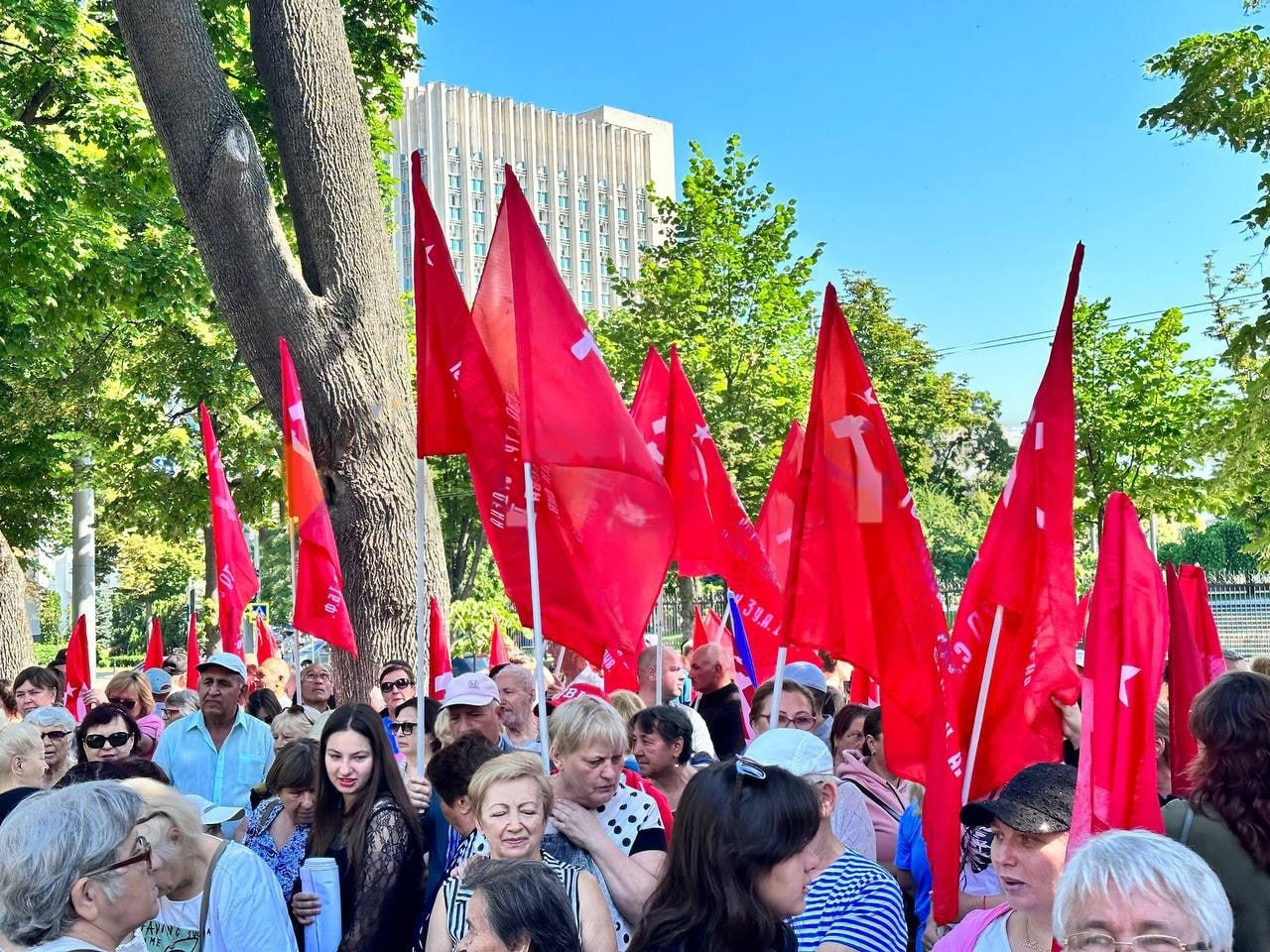 У здания парламента проходит протест против переноса Дня Победы. Фото: Sputnik