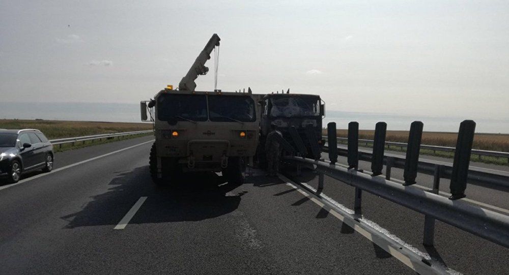 Camion NATO, implicat într-un accident pe Autostrada Arad-Nădlac. Foto: arq.ro  