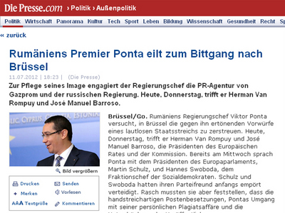 Die Presse: Ponta a angajat la Bruxelles o firmă de lobby, în eforturile de îmbunătăţire a imaginii. Care este reacţia Guvernului