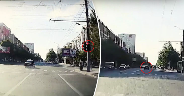 BMW "пролетел" на красный печально известный перекресток на Буюканах.
