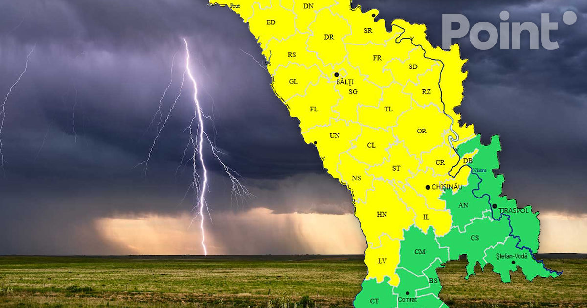 Avertizare meteo: Cod Galben de averse puternice cu descărcări electrice și grindină.