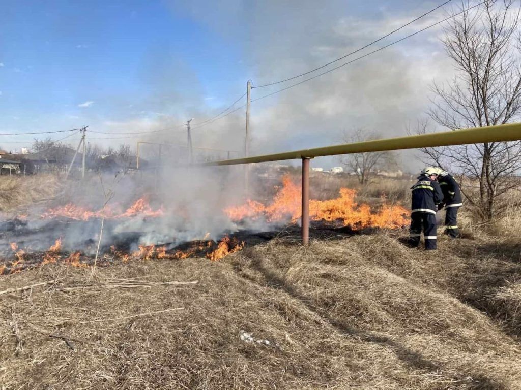 За сутки пожарные ликвидировали 55 очагов возгорания сухой растительности.