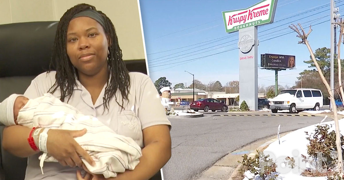 Американка родила на парковке кафе Krispy Kreme и получила годовой запас пончиков.
