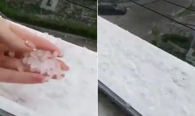 В Калараше выпал крупный град.