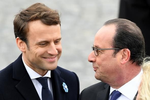 Emmanuel Macron (stânga) și Francois Hollande. Foto: Gulliver/GettyImages