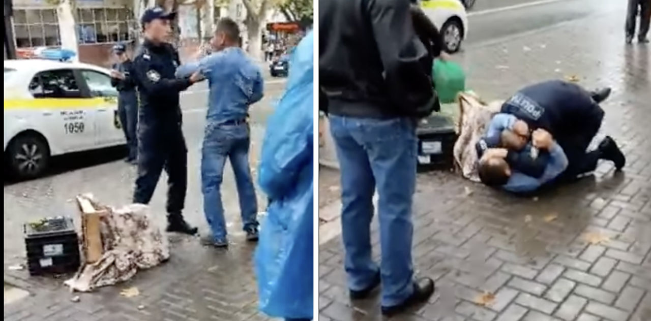 В Кишиневе мужчина подрался с полицейским, пытавшимся его задержать. Коллаж: Point.md