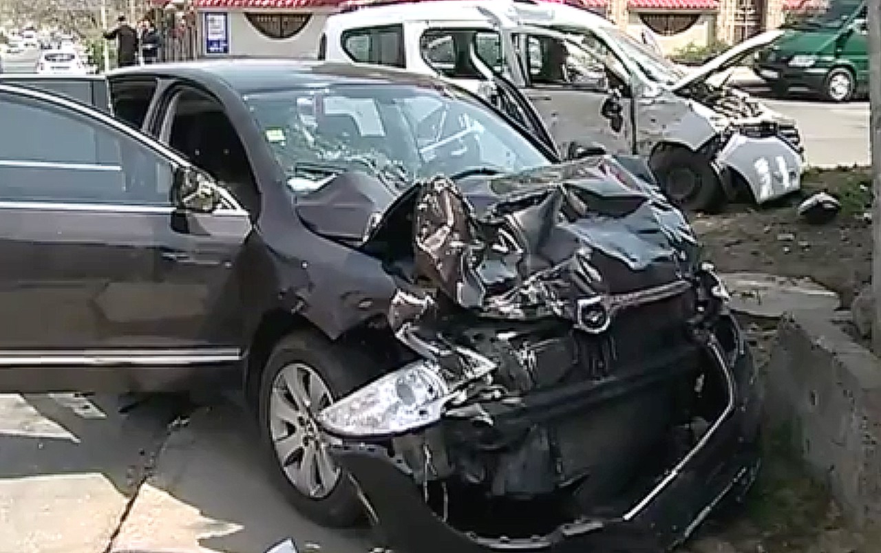 Accident în sectorul Buiucani al capitalei. Foto: Facebook/Yulia Toporova