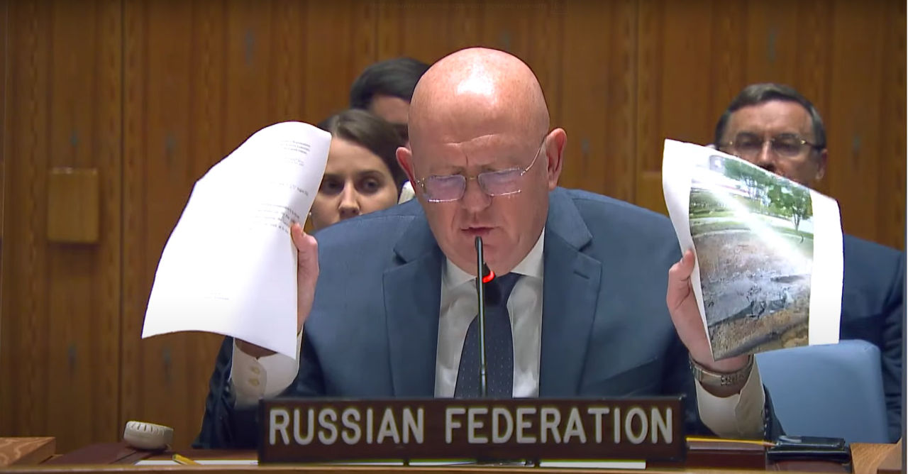 Постпред РФ при ООН Василий Небензя на заседании Совета Безопасности ООН.