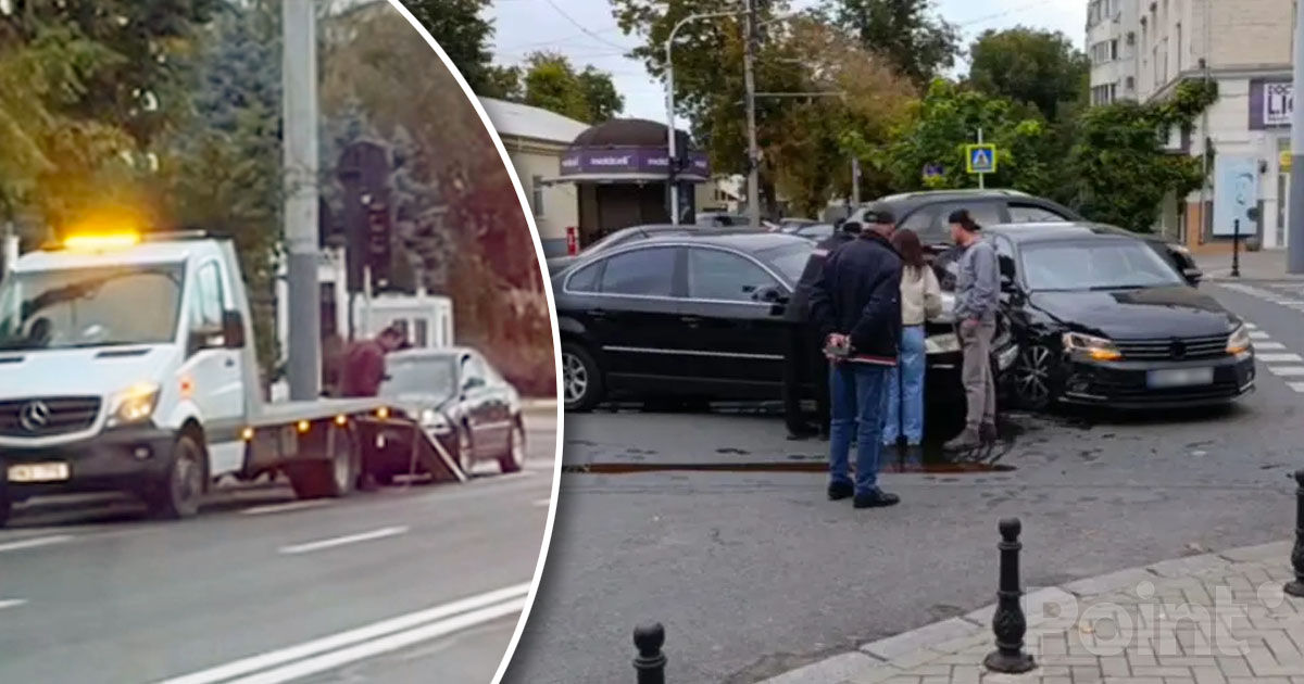 Două mașini s-au ciocnit într-un accident în centrul Capitalei.