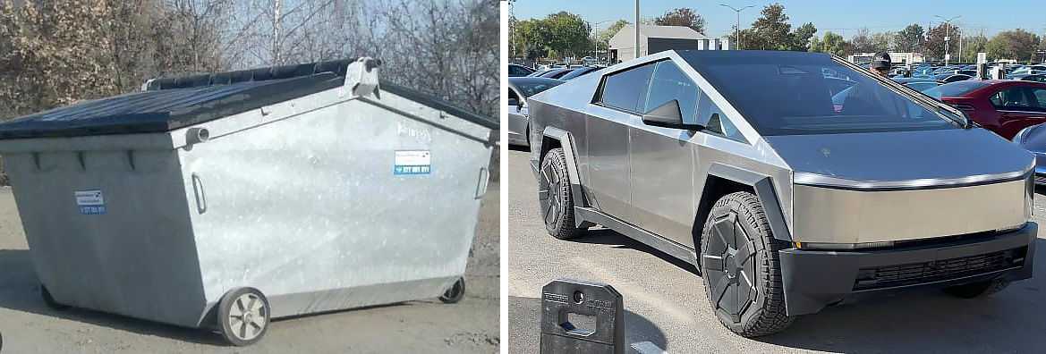 В США еноты путают Tesla Cybertruck с мусорными баками.
