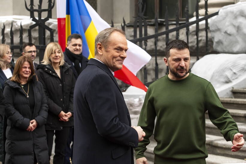Премьер-министр Польши Дональд Туск и  президент Украины Владимир Зеленский.