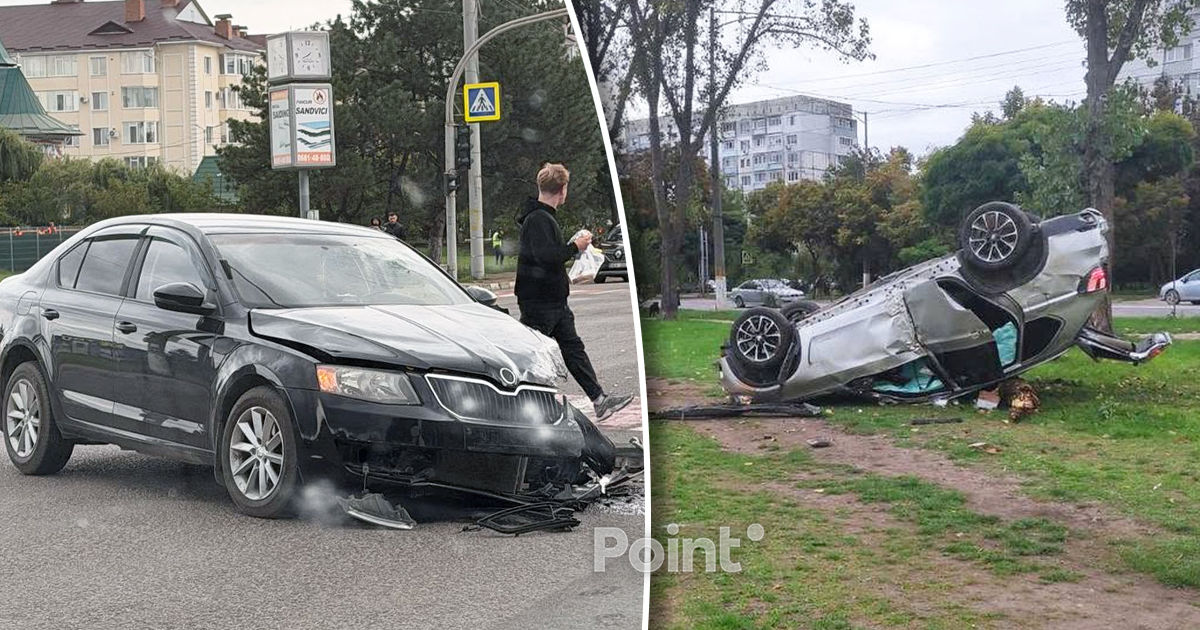 В Бельцах BMW перевернулся на крышу после ДТП: 5 человек госпитализированы.