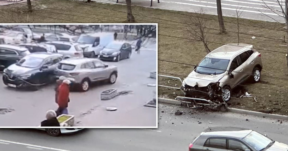 Момент аварии на Мирча чел Бэтрын попал на камеру видеонаблюдения.