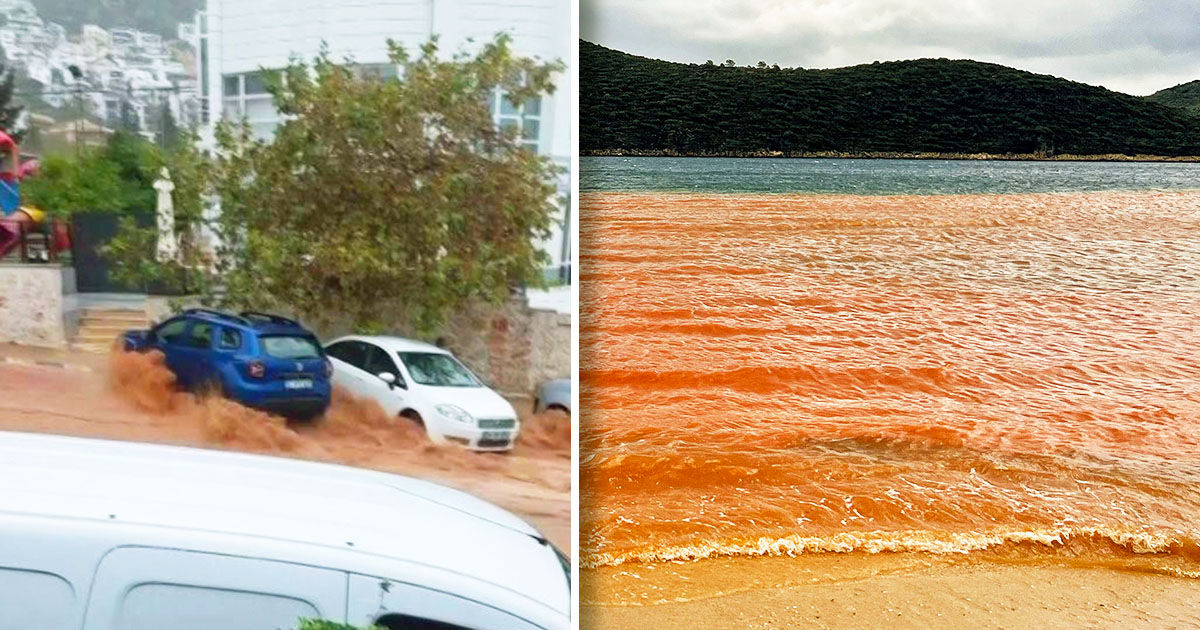 Дожди вызвали наводнения в Анталье, море окрасилось в коричневый цвет. Коллаж: Point.md