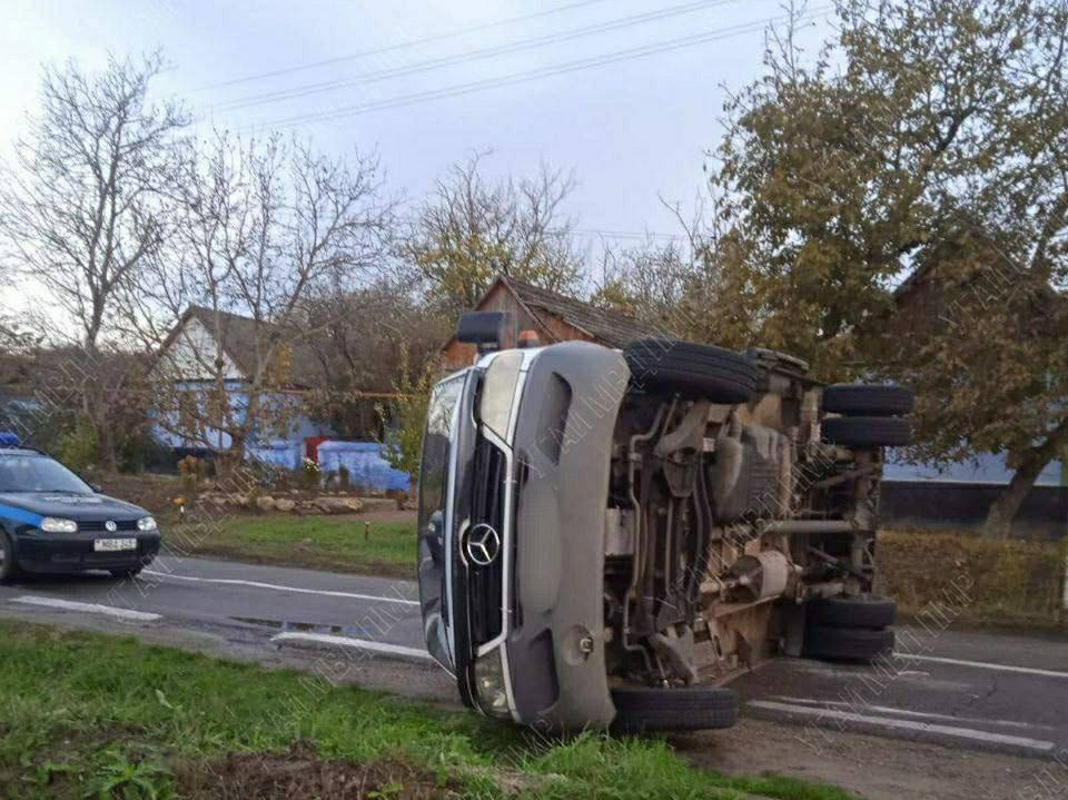 В Григориополе перевернулся микроавтобус: пытался объехать собаку.