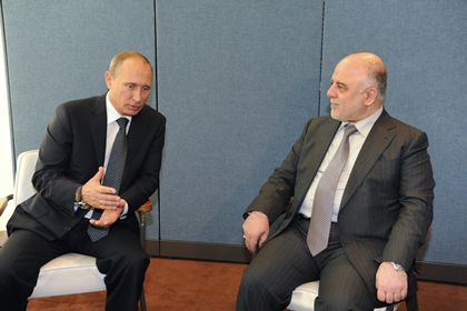 Владимир Путин и Хайдер аль-Абади во время встречи в рамках 70-й сессии Генеральной Ассамблеи ООН в Нью-Йорке.