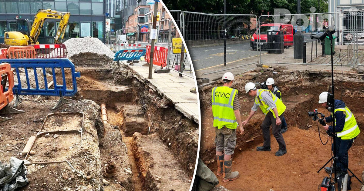 Arheologii au descoperit un vechi drum roman în centrul orașului Manchester.