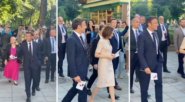 Макрон прогулялся с Санду по центру Кишинева.