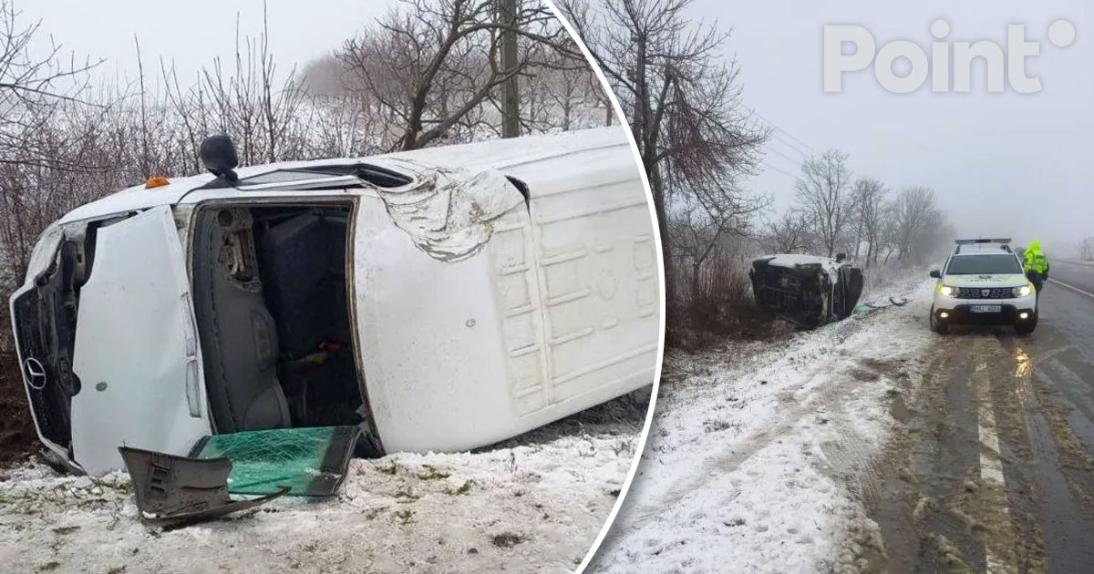 Un microbuz s-a răsturnat la Soroca din cauza vremii nefavorabile.