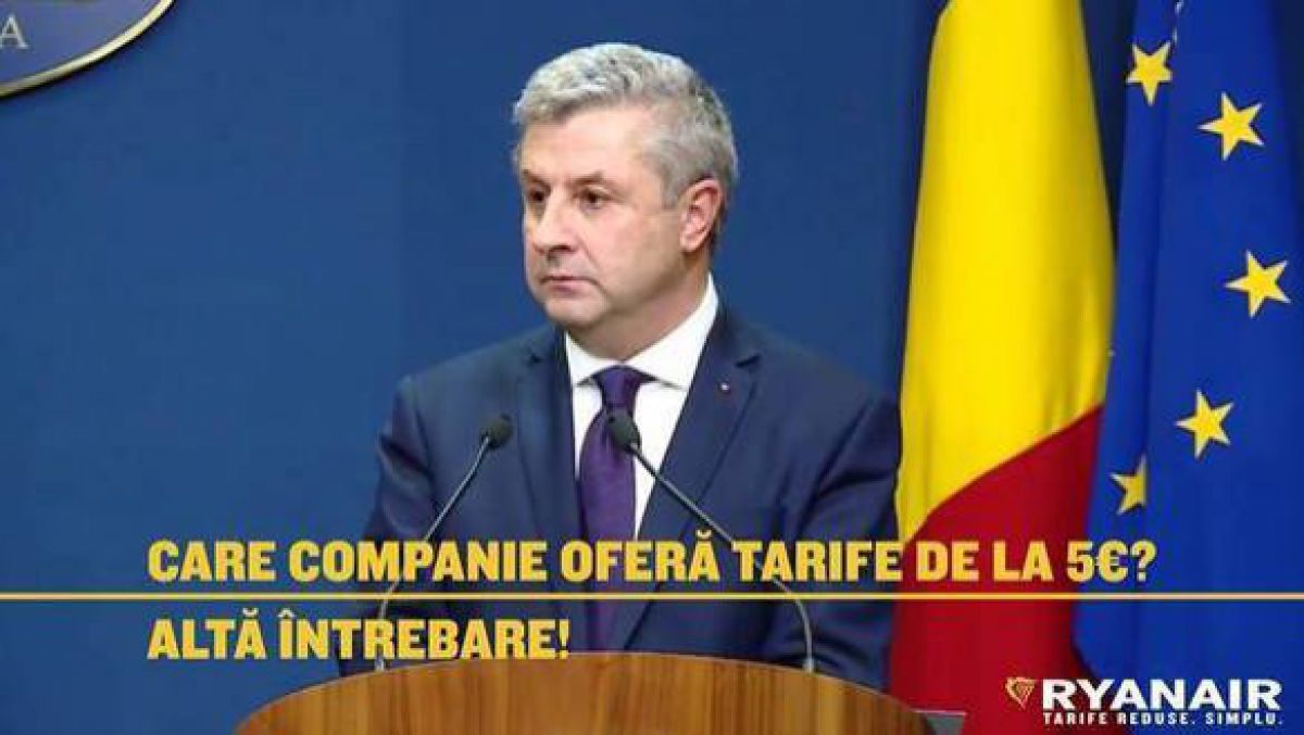 Ryanair, l-a ironizat pe contul de Facebook pe ministrul Justiției din România, Florin Iordache. Foto: Facebook Ryanair